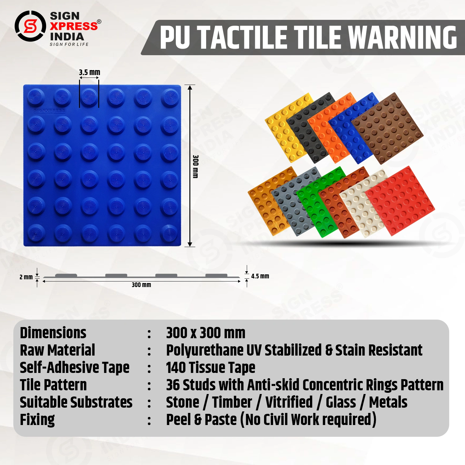 Pu tactile tile warning self adhesive orange-2