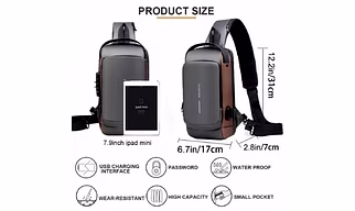 Waterproof Sling bag for travel Unisex product with password lock