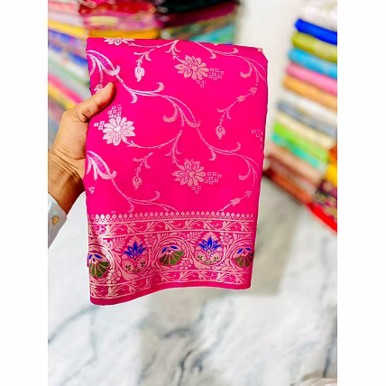 Banarasi dupion jal silk saree Full saree zari work-1