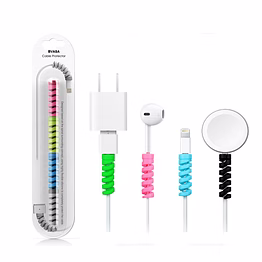 bvasa spiral cable protector cord saver for mac charger, iphone charger, wire protector, lightweight durable flexible wire winder for charging cables, data cables, earphones, pack of 4