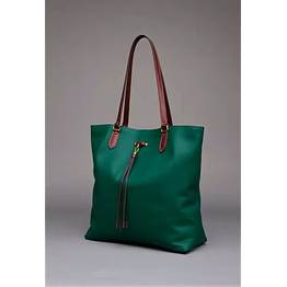 leather tote bag /green tote bag for women