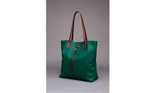 Leather tote bag /Green tote bag for women