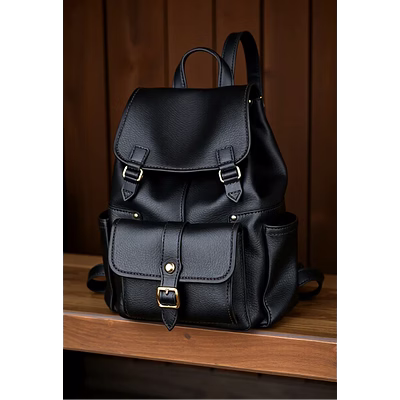 leather backpack /black backpack for unisex
