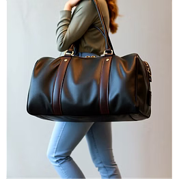 leather duffel bag /black duffel bag for women