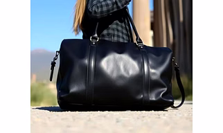 Leather duffle bag for womens/ leather black gym bag for womens