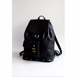 leather backpack for women/ black school bag for women's
