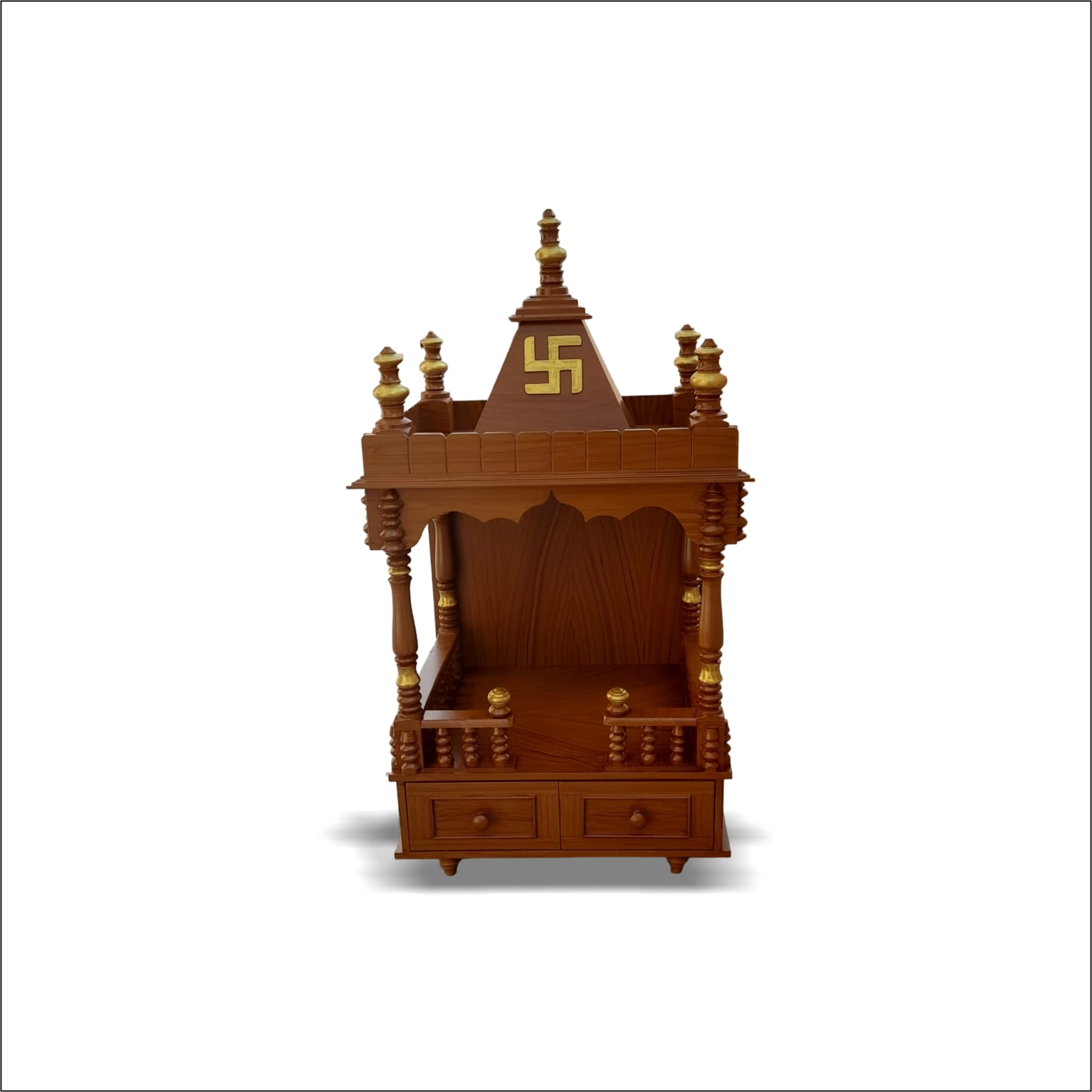 Handcrafted Wooden Temple – Sacred &amp; Elegant-1