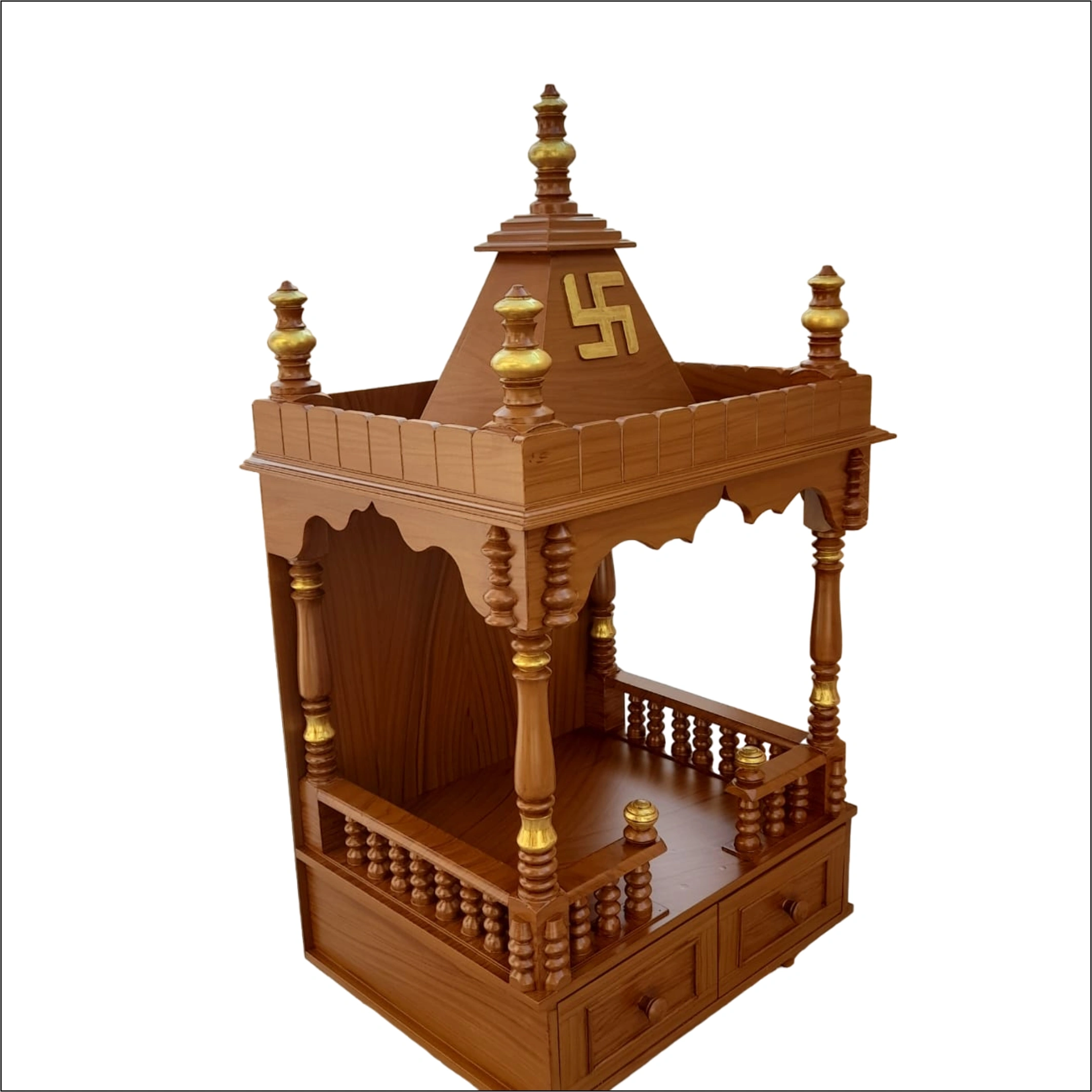 Handcrafted Wooden Temple – Sacred &amp; Elegant-2