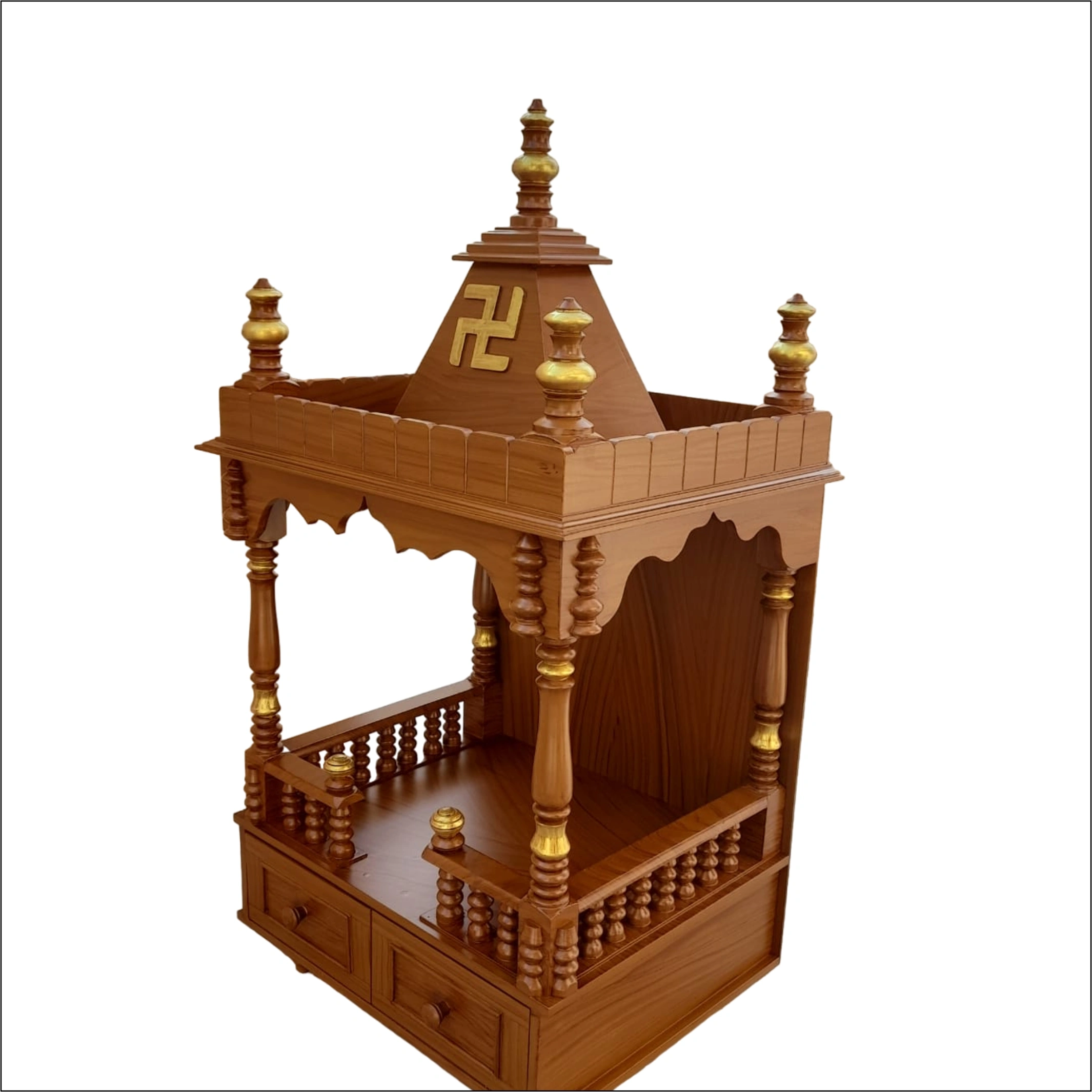 Handcrafted Wooden Temple – Sacred &amp; Elegant-3