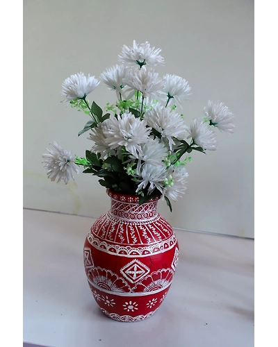 Hand-Painted Clay Vase – Vibrant &amp; Handmade-1