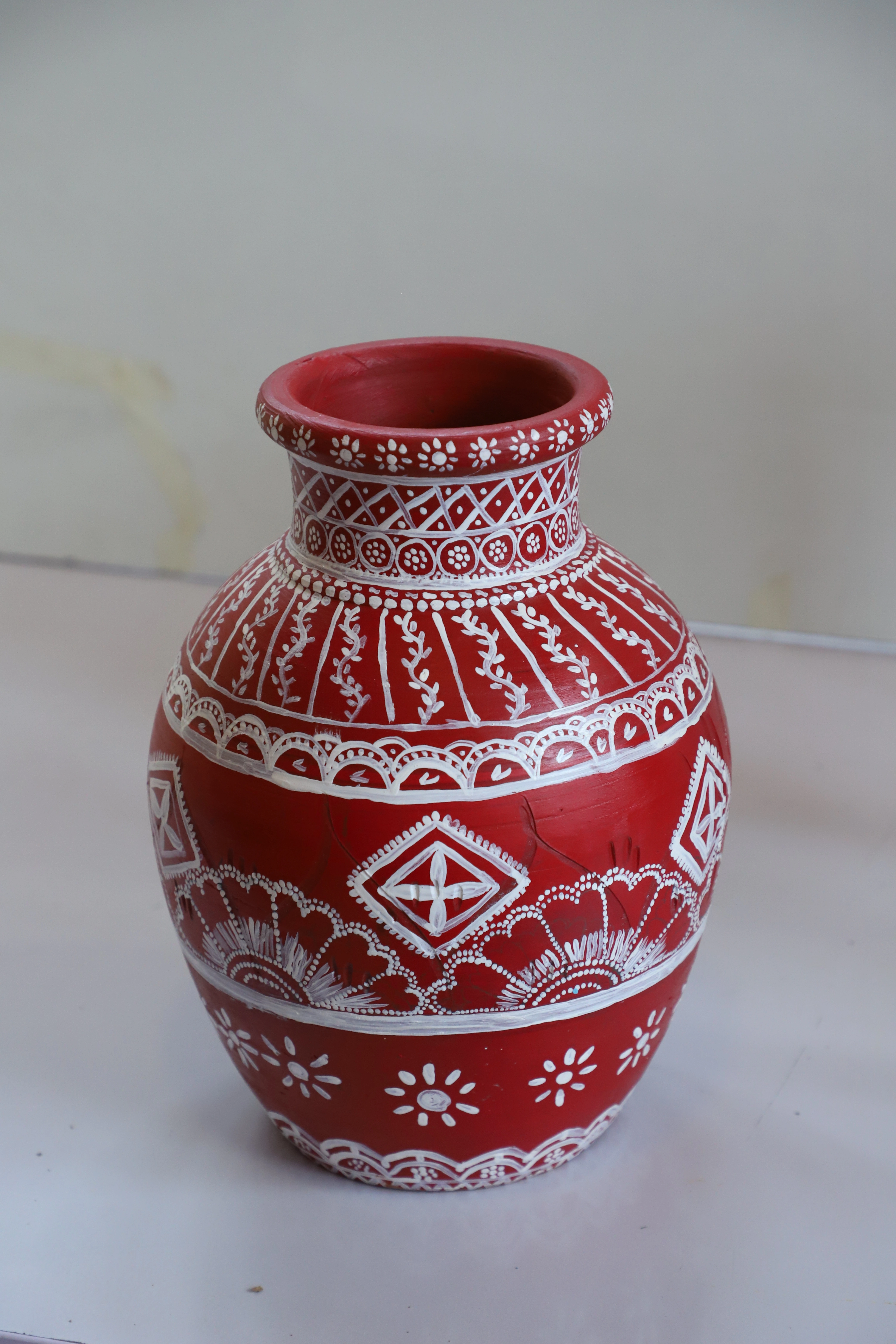 Hand-Painted Clay Vase – Vibrant &amp; Handmade-2