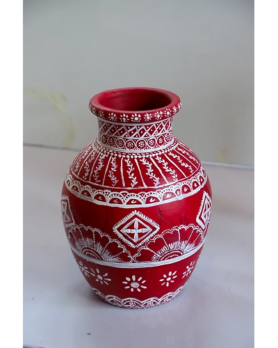 Hand-Painted Clay Vase – Vibrant &amp; Handmade-2