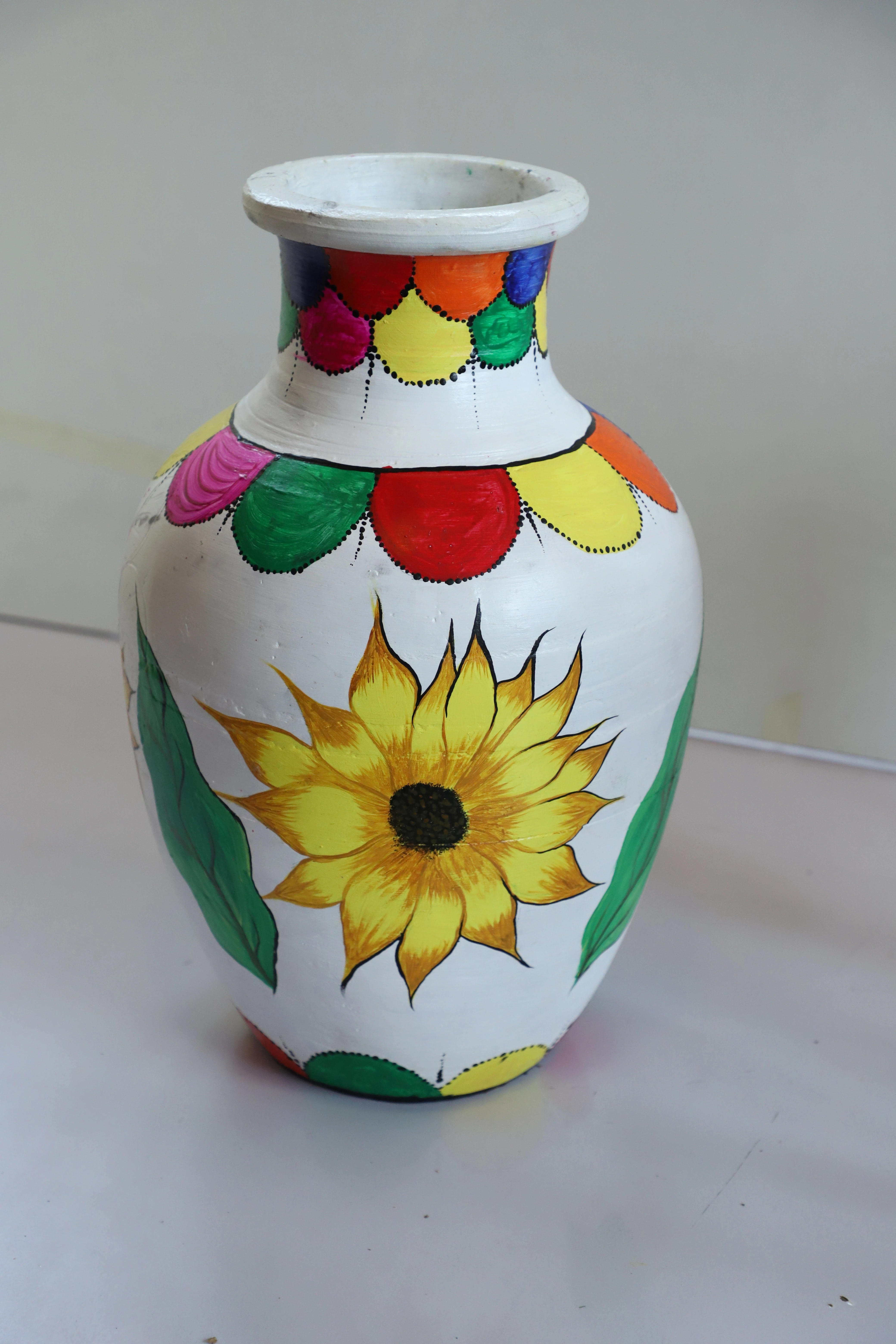 Hand-Painted Clay Vase – Colorful &amp; Unique-2