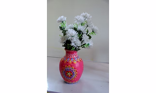 Hand-Painted Clay Vase – Artistic & Elegant