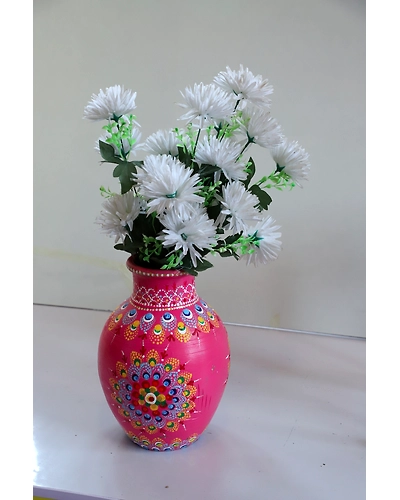 Hand-Painted Clay Vase – Artistic &amp; Elegant-1