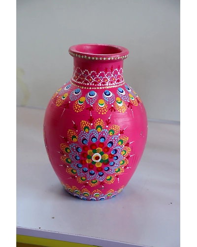 Hand-Painted Clay Vase – Artistic &amp; Elegant-2