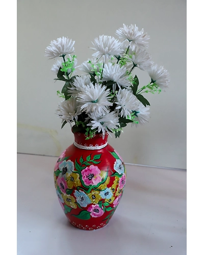 Hand-Painted Clay Vase – Unique &amp; Colorful Artistry-1