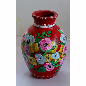 Hand-Painted Clay Vase – Unique & Colorful Artistry