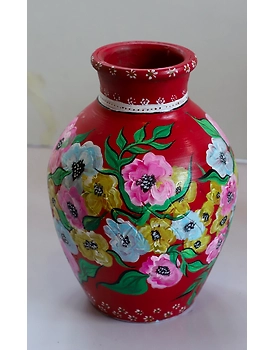 Hand-Painted Clay Vase – Unique & Colorful Artistry