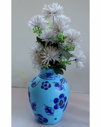 Hand-Painted Clay Vase – Artistic &amp; Timeless-1