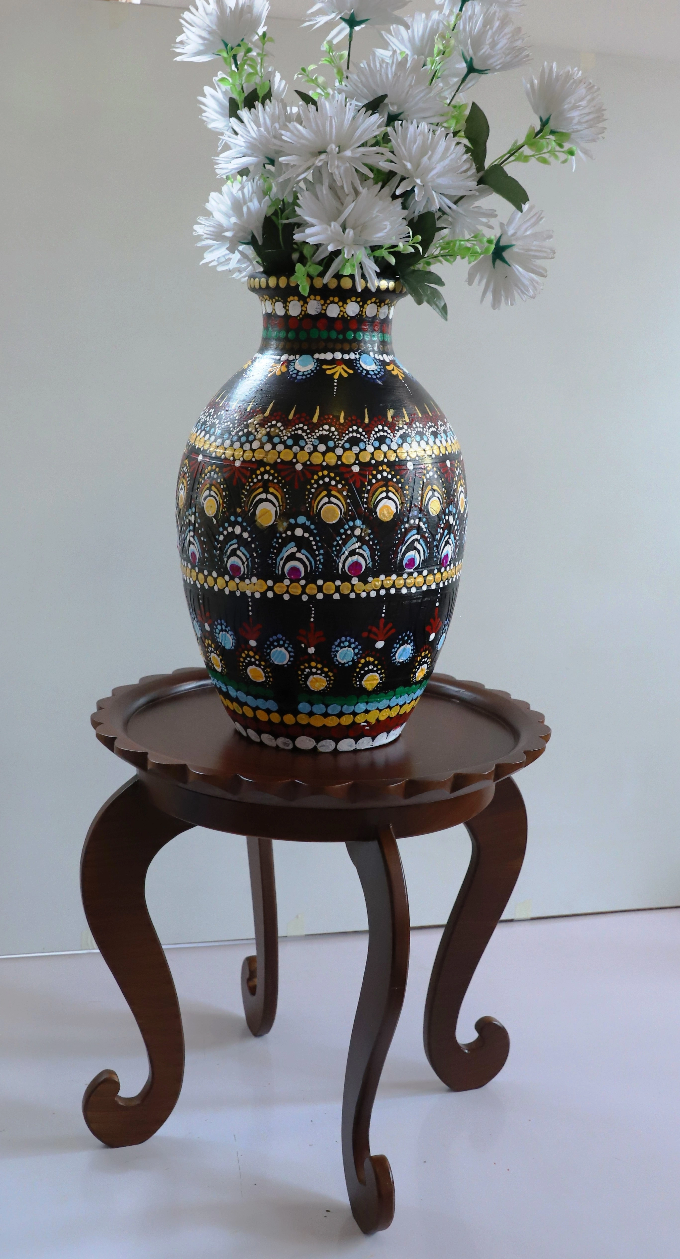 Hand-Painted Clay Vase – Artistic &amp; Unique-12643881