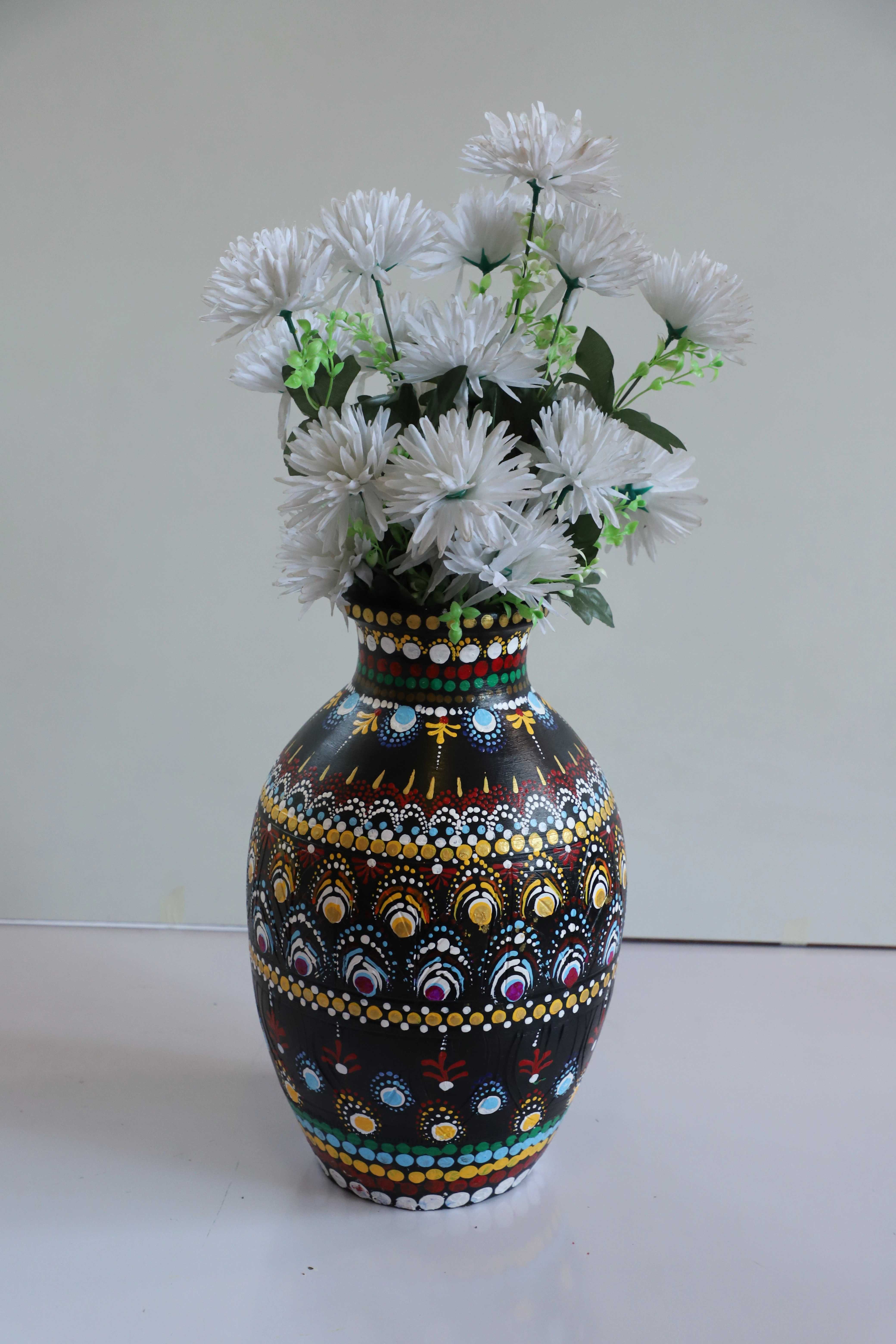 Hand-Painted Clay Vase – Artistic &amp; Unique-1