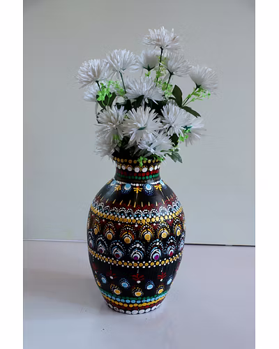 Hand-Painted Clay Vase – Artistic &amp; Unique-1