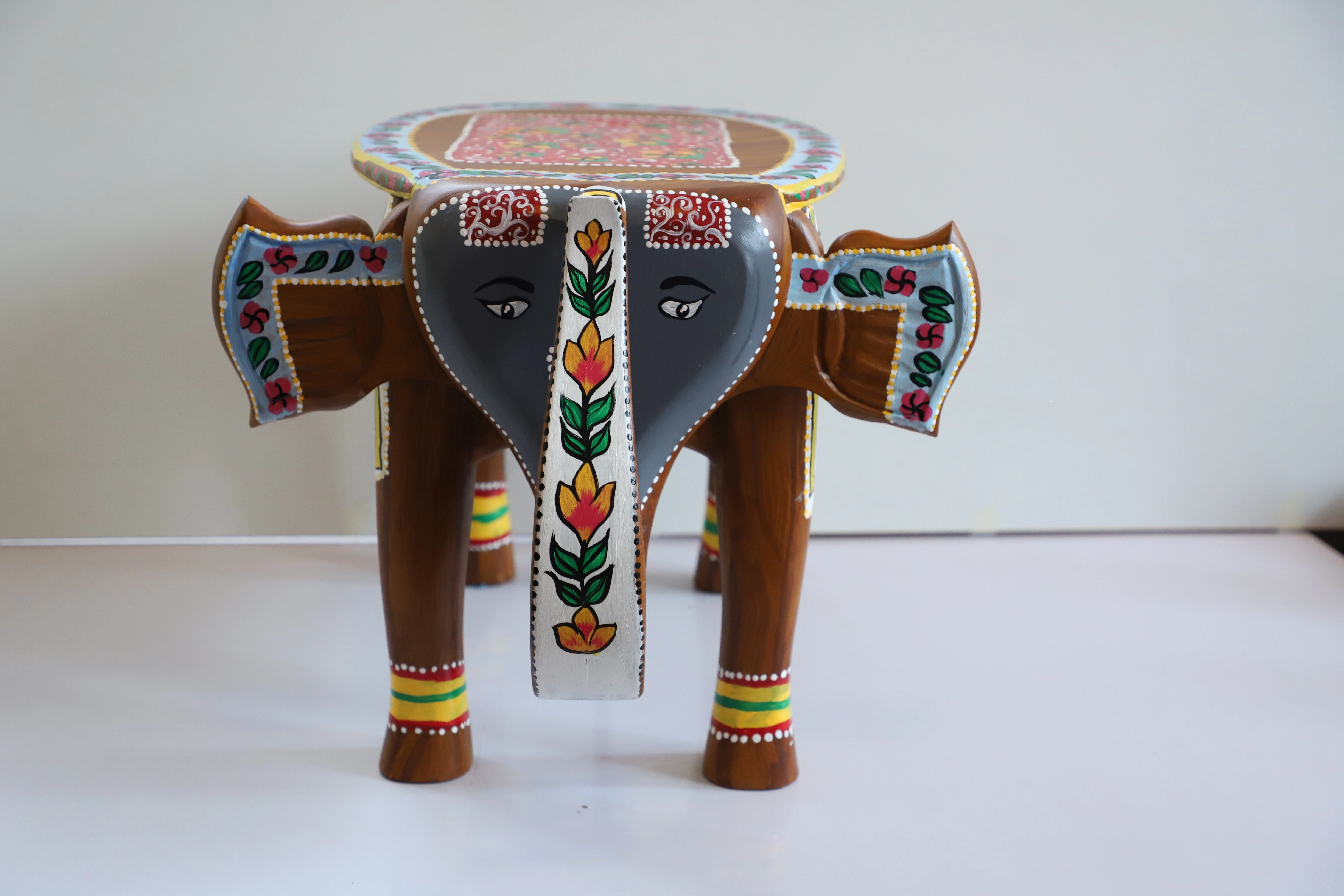 Hand-Painted Wooden Elephant – Artistic &amp; Unique-1