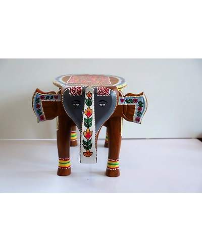 Hand-Painted Wooden Elephant – Artistic &amp; Unique-1