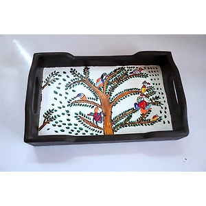 Hand-Painted Wooden Tray – Artisan Crafted Beauty