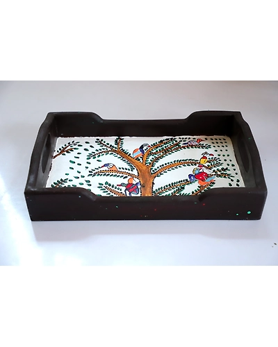 Hand-Painted Wooden Tray – Artisan Crafted Beauty-1