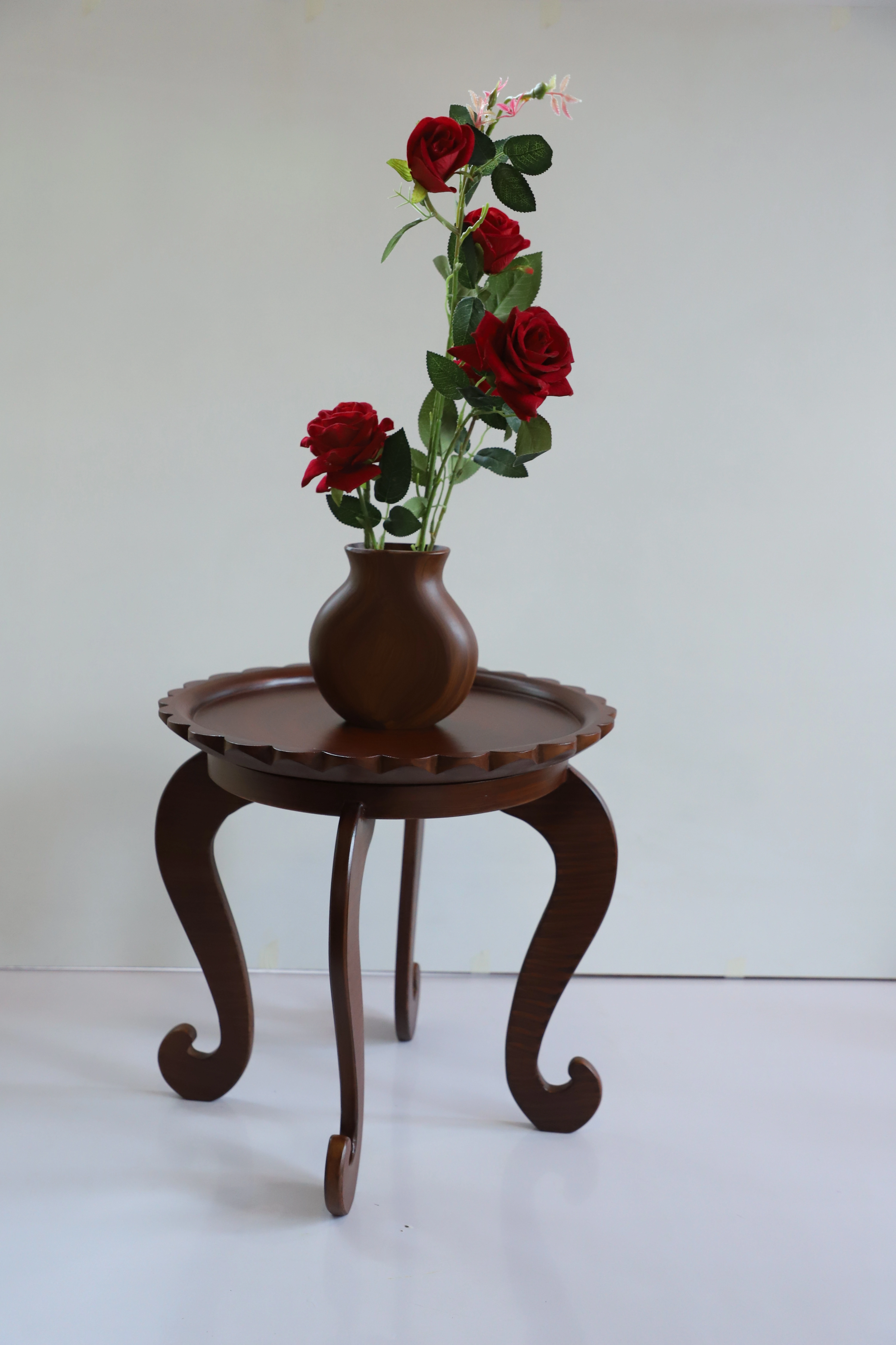 Timber Grace: Handcrafted Wooden Vase with Rustic Elegance-12644621