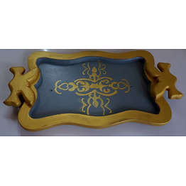 colorful hand-painted wooden tray: artisanal elegance for your home