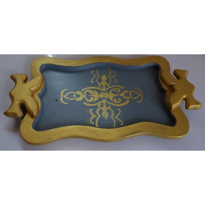 Colorful Hand-Painted Wooden Tray: Artisanal Elegance for Your Home