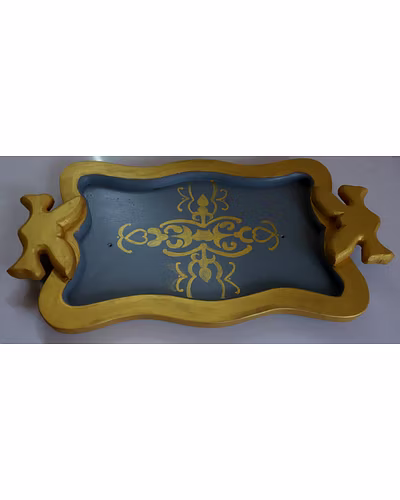 Colorful Hand-Painted Wooden Tray: Artisanal Elegance for Your Home-1