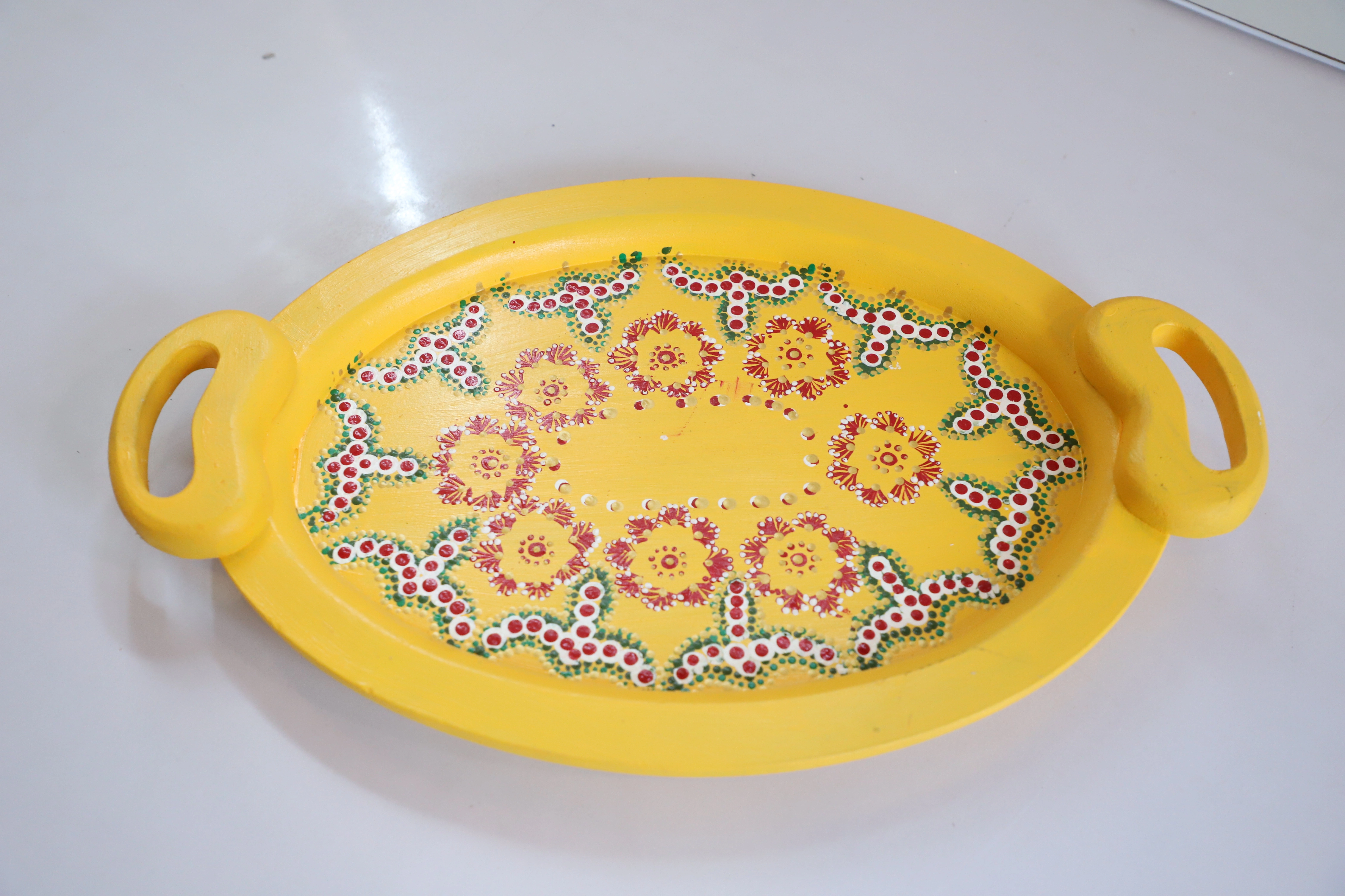 Hand-Painted Wooden Tray – Artisan Crafted Elegance-1