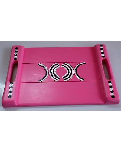 Artful Elegance: Hand-Painted Wooden Tray-1