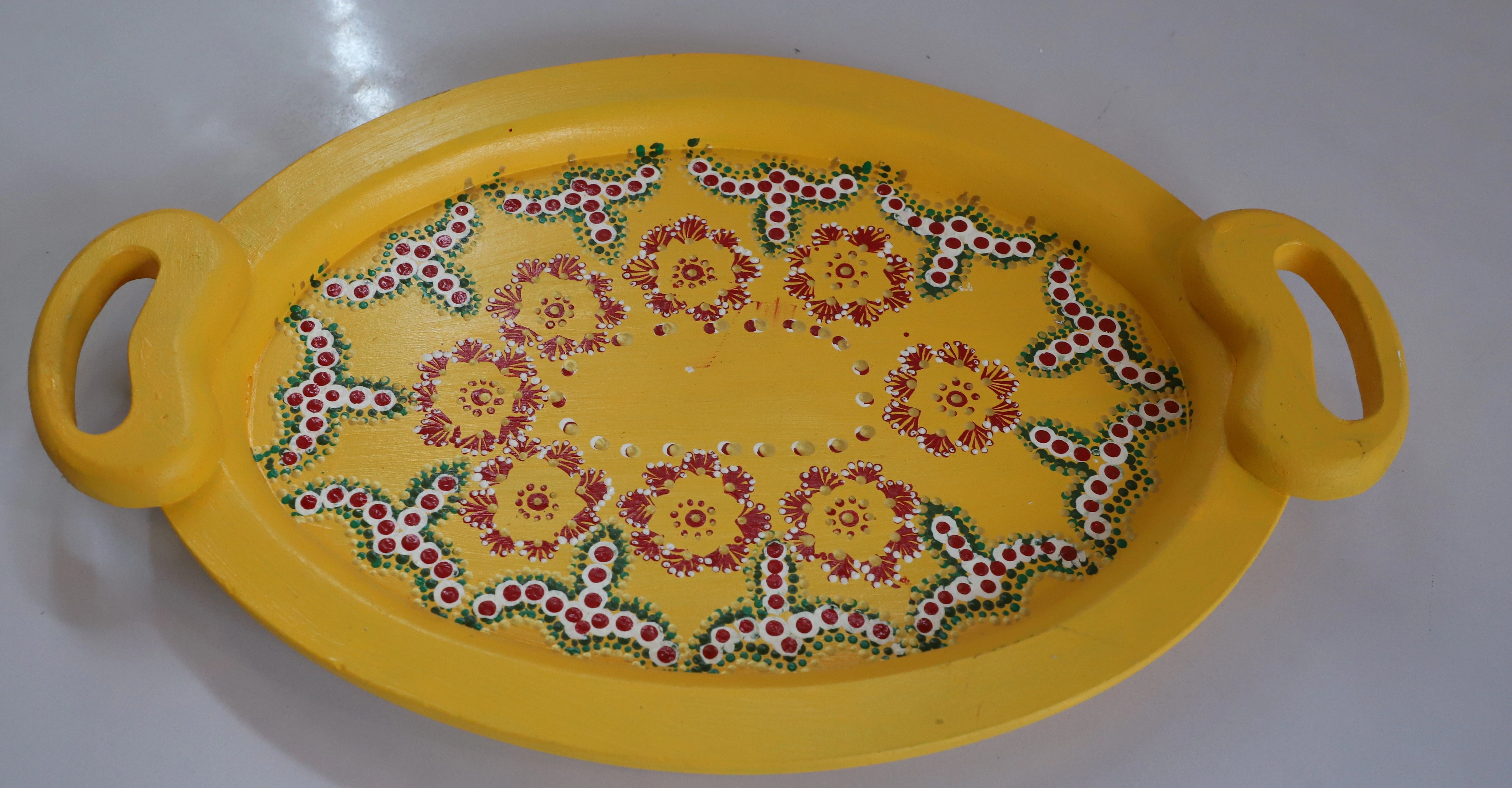 Hand-Painted Wooden Tray – Artisan Crafted Elegance-2