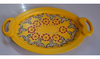 Hand-Painted Wooden Tray – Artisan Crafted Elegance