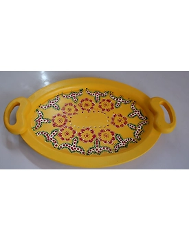 Hand-Painted Wooden Tray – Artisan Crafted Elegance