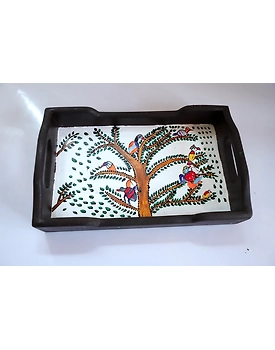 Hand-Painted Wooden Tray – Artisan Crafted Beauty