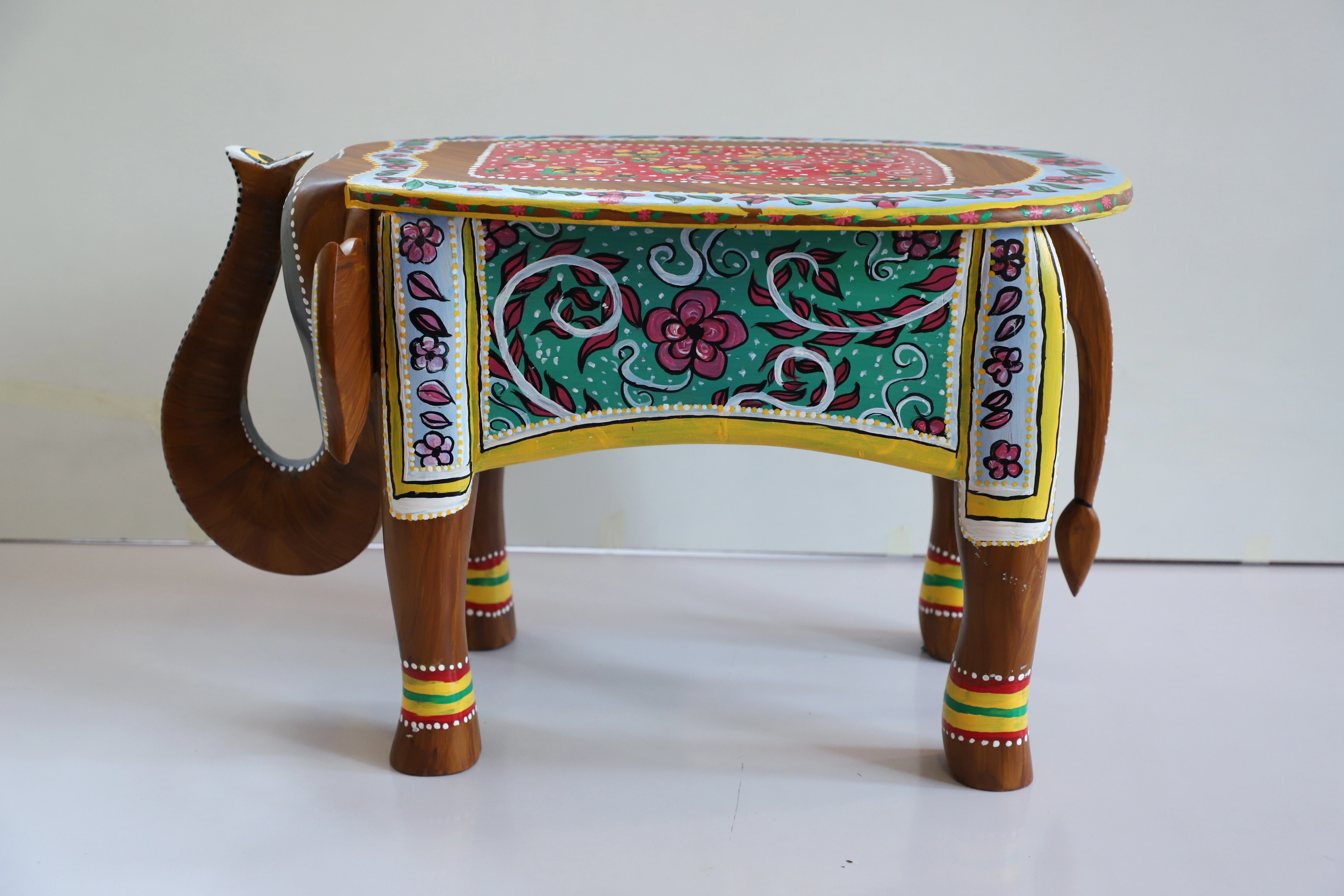 Hand-Painted Wooden Elephant – Artistic &amp; Unique-2