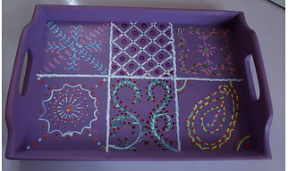 Hand-Painted Wooden Tray – Unique Artisan Design