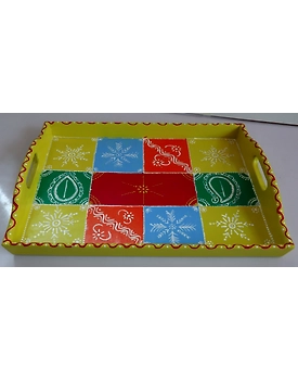 Hand-Painted Wooden Tray – Artisan Crafted Charm
