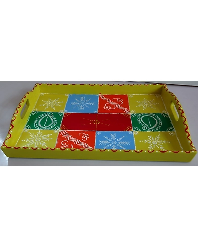 Hand-Painted Wooden Tray – Artisan Crafted Charm-1
