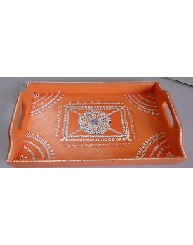 Vibrant Hand-Painted Wooden Tray: Artisanal Craftsmanship for Your Home