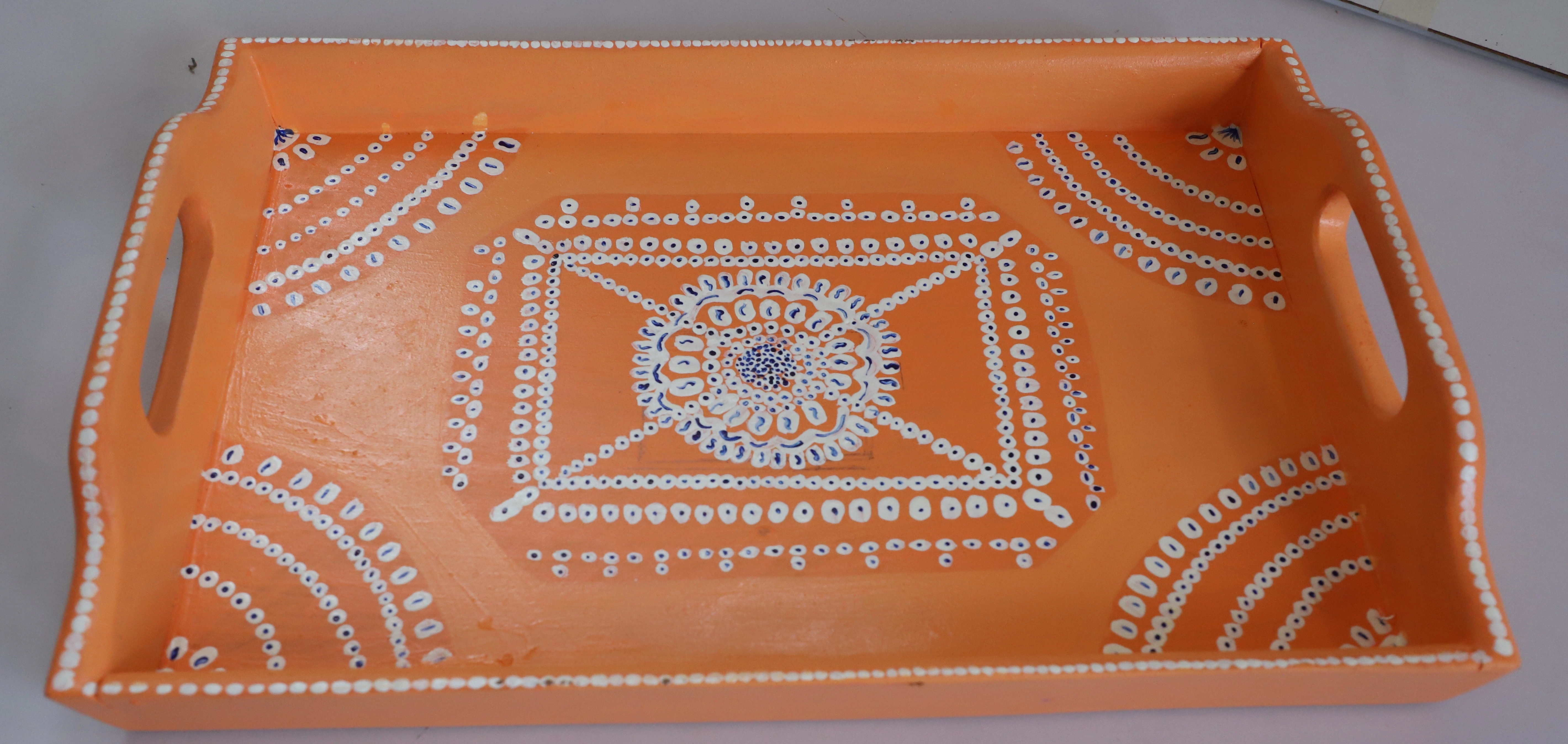 Vibrant Hand-Painted Wooden Tray: Artisanal Craftsmanship for Your Home-2