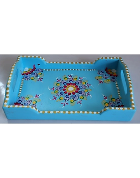 Colorful Elegance: Hand-Painted Wooden Tray