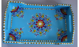 Colorful Elegance: Hand-Painted Wooden Tray