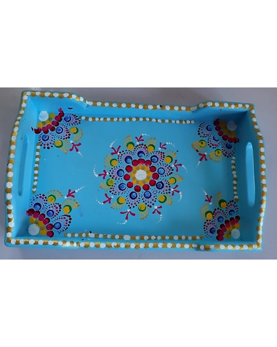 Colorful Elegance: Hand-Painted Wooden Tray-2